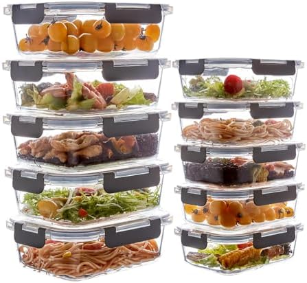 10 Pack 38 oz & 12 oz Glass Meal Prep Containers,Glass Food Storage Containers with Lids,Reusable Airtight Leakproof Glass Lunch Bento Boxes Freezer,Microwave Oven and Dishwasher,Gray
