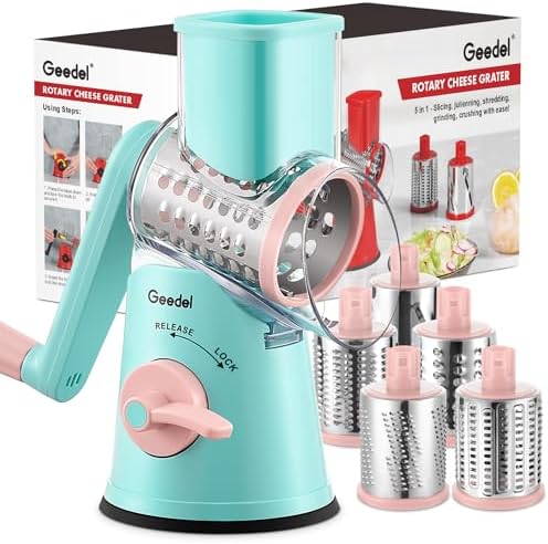 Geedel Rotary Cheese Grater Hand Crank, Cheese Shredder Vegetable Slicer by Geedel