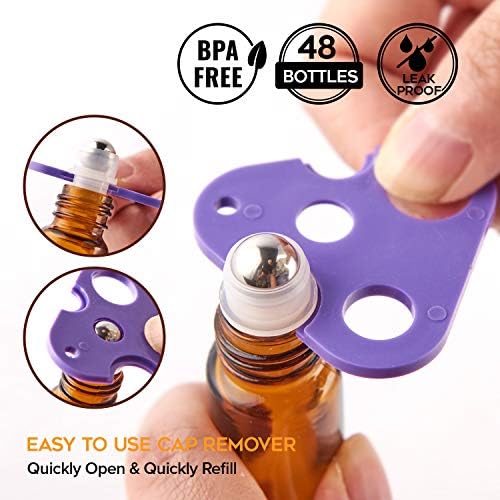 Hoa Kinh 10ml 48Pack Roller Bottles for Essential Oils Amber Roller Bottle - Image 6