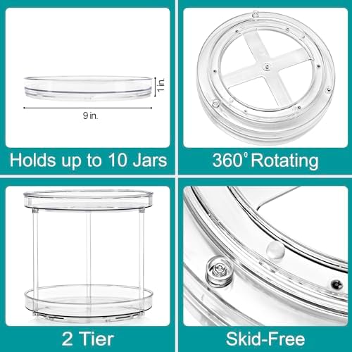 Lazy Susan Organizer, Clear Turntable Organizer (2 Tiered)