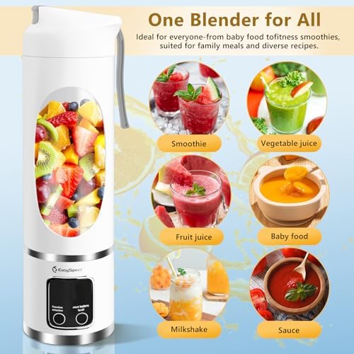 EASYSPEED Portable Blender Electric USB-C, 500ML Personal Juicer for Shakes, 12 Blades, 1500mAh Rechargeable, BPA Free, 18oz Small Blender with Leakproof Lid & Sip Spout, Mixing, Compact - Image 2