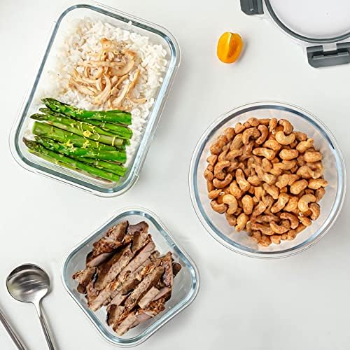 30 Pieces Glass Food Storage Containers Set with Lids, Gray