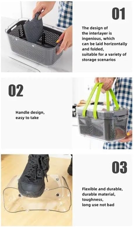 22-in-1 Multifunctional Vegetable Slicer Chopper with Container, Manual Food Dicer Set, Green and Gray, Includes Peeler and Grater Blades - Image 3