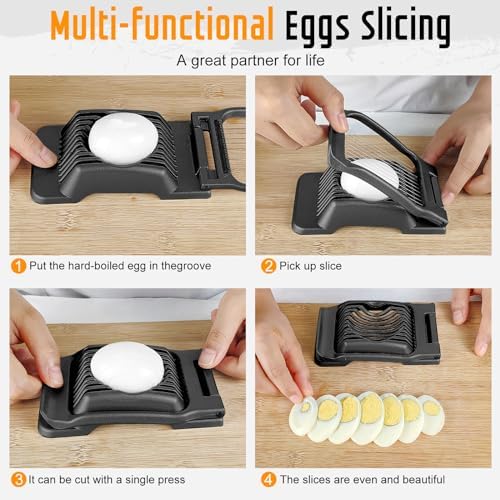 Multipurpose Heavy Duty Aluminium Egg Slicer, Stainless Steel Wire, Black - Image 4