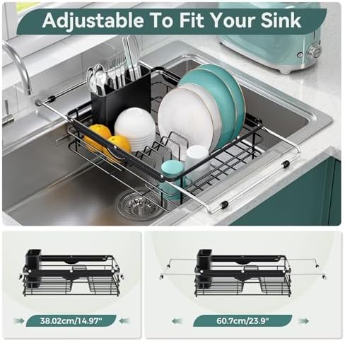 In Sink Dish Drying Racks, Large Dish Drainer with Utensil Holder