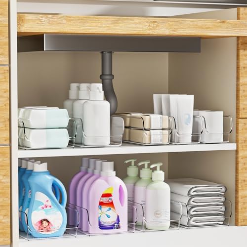 Set of 6 Clear Plastic Storage Bins - The Ultimate Pantry Organizers and Storage Solution for Kitchen, Cabinet, and Refrigerator Organization