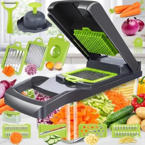 Vegetable Chopper, 16-in-1 Onion Chopper with Container, Food Chopper Dicer and Mandoline Slicer for Meal Prep, All in One Spiralizer Grater Cutter Kitchen Gadgets Set by Unknown