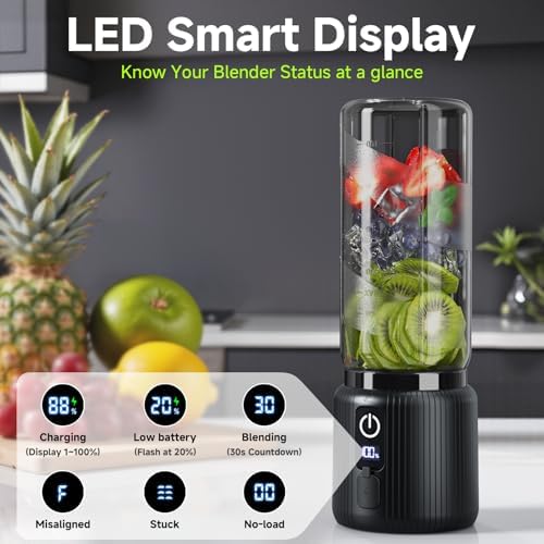 COKUNST Portable Blender, Small Smoothie Blender with LED Display, Black - Image 3