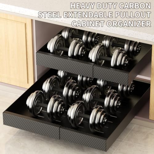 Pull Out Cabinet Organizer, Expandable 12.6"-20.47" 2Pack (Black)