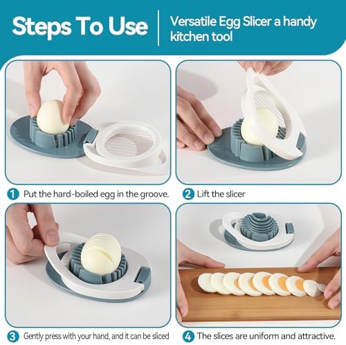 Egg Slicer & Dicer for Hard Boiled Eggs - Heavy Duty Cutter Dicer with Stainless Steel Wire, Cuts Strawberries, Kiwis & Soft Fruits Effortlessly - Easy-Clean Kitchen (Pack of 2) - Image 6