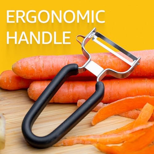 Y-Shaped Vegetable Peeler, Stainless Steel Blade, Black