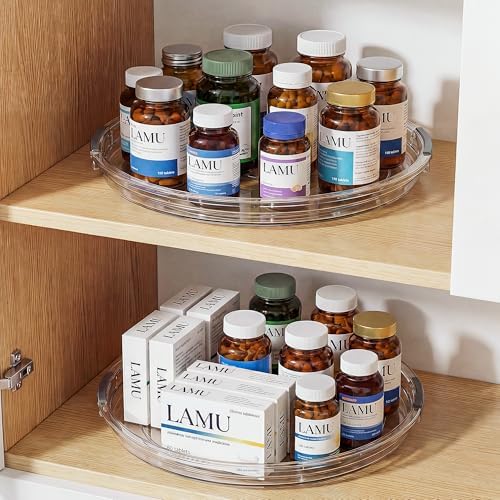 12 in Lazy Susan Turntable, 4 Pack Clear Spice Rack, Organizer Storage