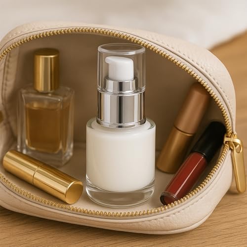 6Packs 20ml Clear Glass Lotion Pump Bottles Refillable Travel Cosmetic Containers with Silver Pump and Clear Cap Mini Empty Dispenser Jars for Serum, Essence, Toner, Skincare, Essential Oils (Silver) - Image 6