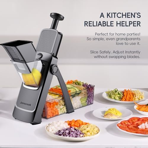 7-in-1 Safe Mandoline Slicer for Kitchen, Vegetable Slicer with Container - Image 2