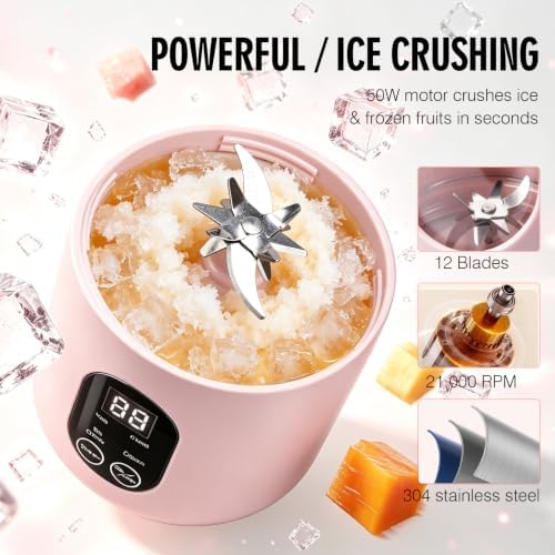 Portable Blender 580ML with LED Display and 12-Blade (pink) - Image 2
