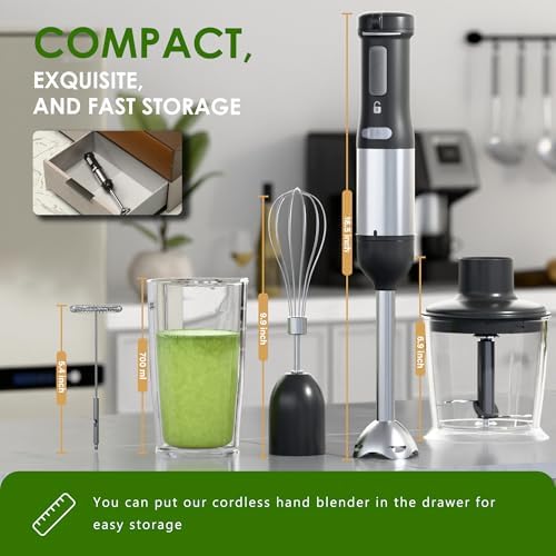 5-in-1 Cordless Immersion Blender,Touchscreen,Rechargeable Battery