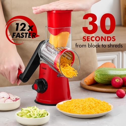 Geedel Rotary Cheese Grater Hand Crank, Cheese Shredder Vegetable Slicer - Image 2