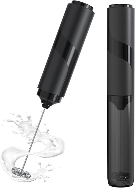 Milk Frother Handheld with Cover, Battery-Operated Electric Foam Maker Frother Wand, Whisk Drink Mixer & Foamer for Coffee, Latte, Matcha, Hot Chocolate