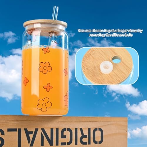 16oz Clear Sublimation Glass Tumbler with Bamboo Lid & Straw, 8-Pack