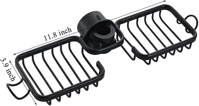 Kitchen Faucet Sponge Holder Sink Caddy Organizer Over Faucet Hanging Faucet Drain Rack for Sink Organizer (Black-Double)