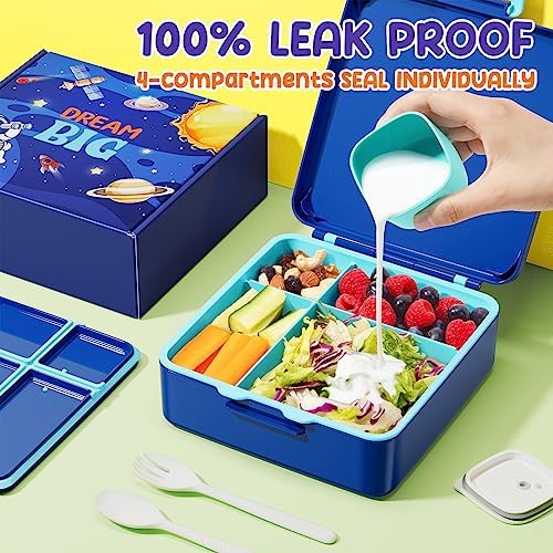 Bento Lunch Box for Kids, Toddler Bento Box with 4 Compartments
