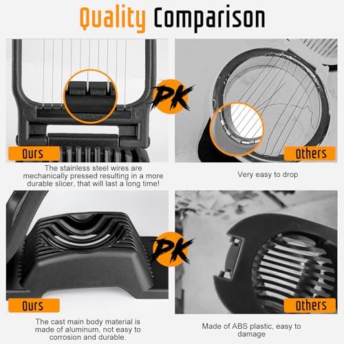 Multipurpose Heavy Duty Aluminium Egg Slicer, Stainless Steel Wire, Black - Image 3