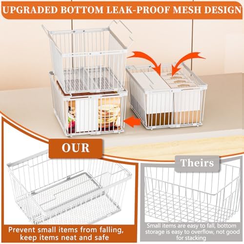 Large Freezer Organizer Bins for 5 to 9 Cu.Ft,4Pack, Leak-Proof Bottom