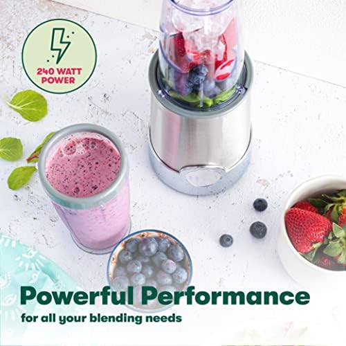 bella Personal Size Rocket Blender for Smoothies and Protein Shakes, Portable Juice Maker and Mini Food Processor and Grinder, 12 Piece, BPA Free Accessories, 240 W, Stainless Steel - Image 2