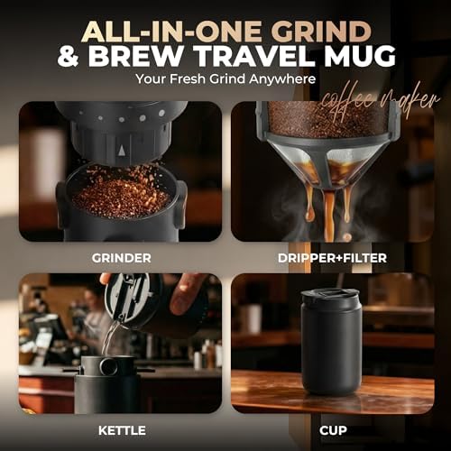 Rechargeable Electric Grinder, Portable Brew Pour Over Coffee Maker