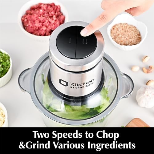 Food Processors,Small Meat Grinder & Food Chopper Electric Vegetable Chopper with 2 Bowls (8 Cup+8 Cup)& 2 Bi-Level Blades for Meat/fish/Vegetable/Baby Food,Black