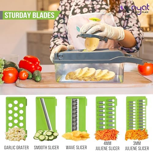Vegetable Chopper Container Onion Slicer | 16 in 1 Multi Functional Food Chopper with Container BPA Free Material & Dishwasher Safe Veggie Chopper Vegetable Cutter - Image 4
