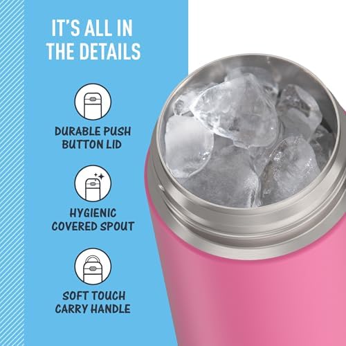 FUNTAINER Water Bottle with Spout, 16oz, Neon Pink
