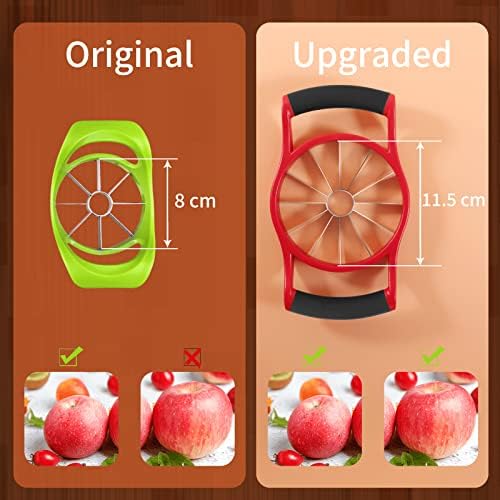 Newness 5.12 Inch Extra Large Apple Slicer, Heavy Duty Apple Cutter 12 Slices, Durable Apple Cutter Slicer, Stainless Steel Apple Slicer and Corer - for Apple, Potato, Onion and More, Red