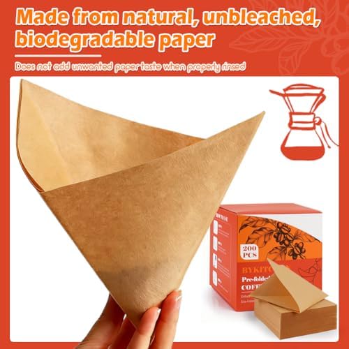 200 Count Unbleached Pour Over Coffee Filters, Square