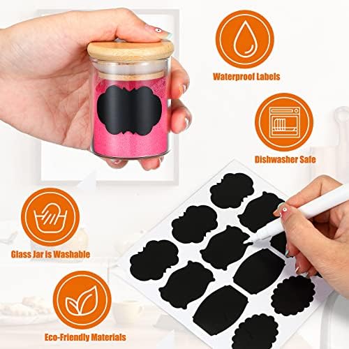 12 Pcs Glass Spice Jars with Bamboo Airtight Lids, 2.5 oz