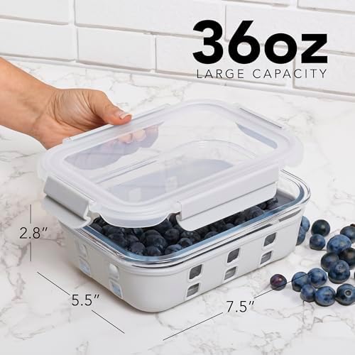 Glass Food Storage Containers with Lids, Meal Prep, Lunch, 5 Piece