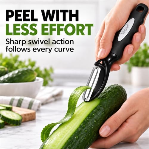 Swivel Vegetable Peeler for Kitchen w/Soft Grip Handle, Black-1pcs