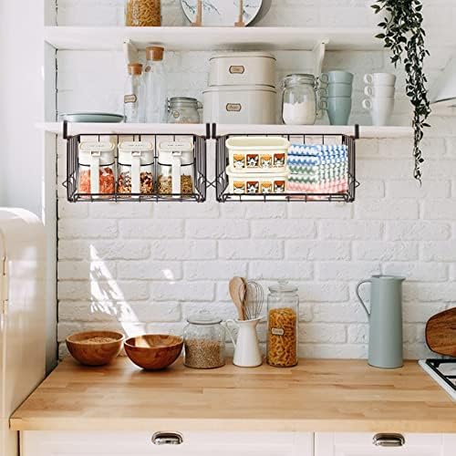 Under Shelf Storage Baskets, Under Cabinet Basket, 2 Pack, Black