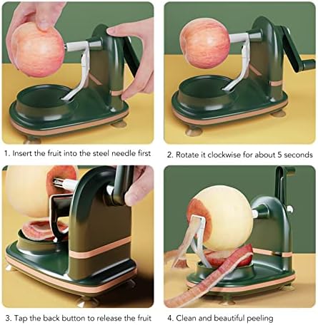 Apple Peeler Slicer Corer, Multi-Function Fruit Peeler with Stainless Steel Blades, Vegetable Peeler for Apples, Potatoes, Pears, Easy to Use Kitchen Tool