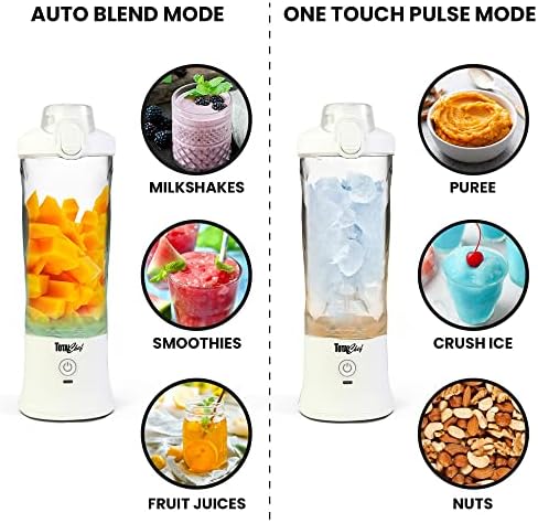 Total Chef Portable Blender - For Smoothies & Protein Shakes, USB Rechargeable Cordless Mini Travel Mixer, Personal Juicer, Ice Crusher, Blender Bottle for Home & Kitchen, 20oz, White - Image 5