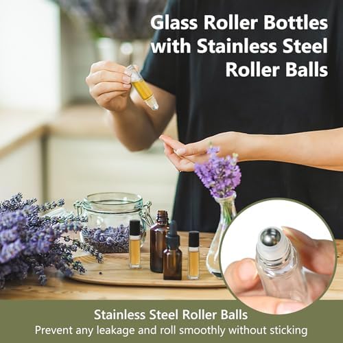 KEYWING 10ml Clear Glass Roller Rottles for Essential Oils, 54 Pack - Image 5