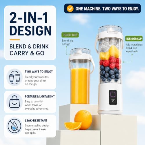 Portable Blender for Smoothies, Rechargeable Blend-and-Drink Cup - Image 3