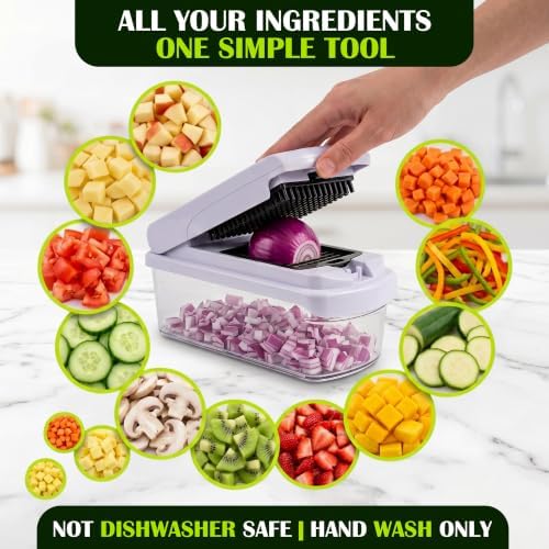12-in-1 Vegetable Chopper with Container, Food Chopper with sharp blades, Food Chopper with Container, Vegetable Slicer, Vegetable Dicer, Cheese Grater - Image 7