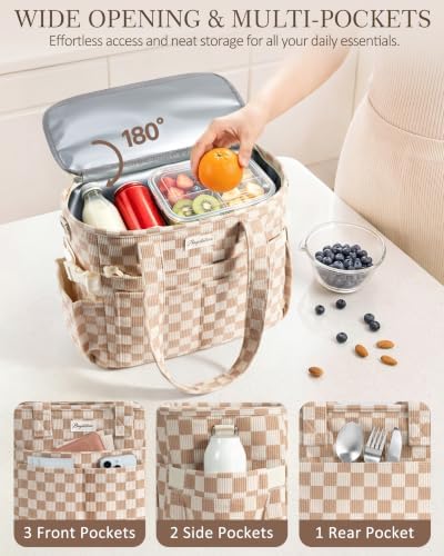 Corduroy Lunch Box for Women Insulated Lunch Bag Cooler Tote Bag