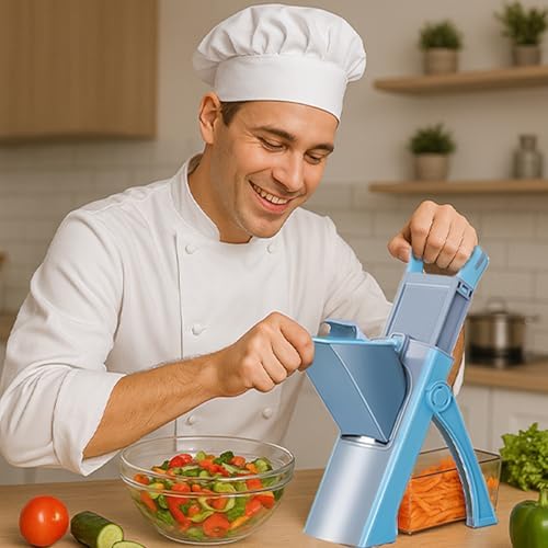 Upgrade Safe Mandoline Slicer for Kitchen, 5-in-1 Vegetable Chopper & Potato Slicer with Thickness Adjuster, French Fry Cutter & Veggie Dicer, Faster Meal Prep, Adjustable Slicer for Kitchen - Image 3
