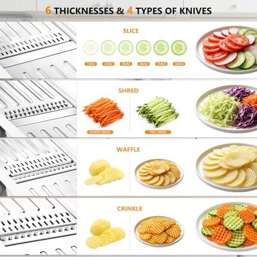 Mandoline Slicer for Kitchen-Finger Safe Track, Adjustable Vegetable Slicer - Image 5