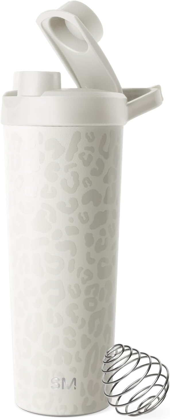 Simple Modern Protein Shaker Bottle, Stainless Steel | 24oz, Leopard