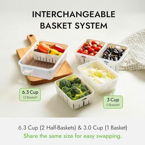 8.5 Cup Produce Saver Container for Fridge with Colander - 2.0L