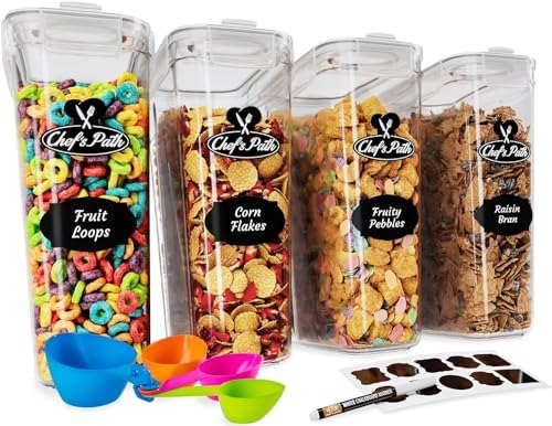 Set of Storage Box - Lunch Box, 8 Labels, Set of Spoons and Marker, Flour Box - BPA-Free Plastic Box (4 L) - (4)