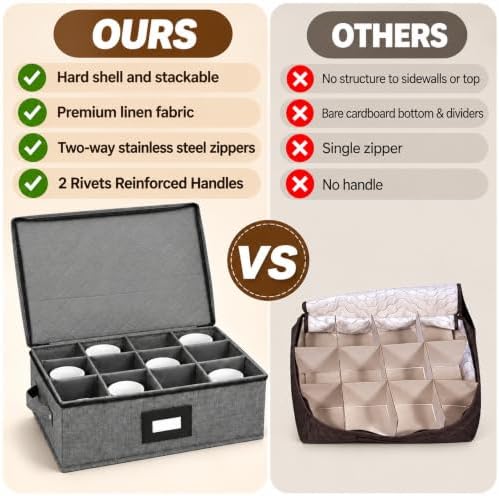Mug Storage Box with Dividers, China Cup Storage Containers For Tea Cups